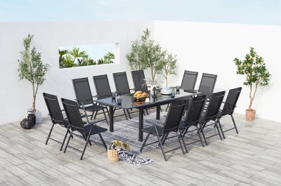 CONCEPT USINE Ravenne 12. Salon de jardin en aluminium 12 places gris 