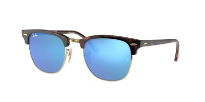 RAY BAN Ray-ban clubmaster flash rouge ecaille/bleu miroit&eacute; - small-medium