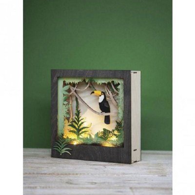 RAYHER  62853505 Kit bois cadre &agrave; motif 3D Toucan, FSC 100%, nature