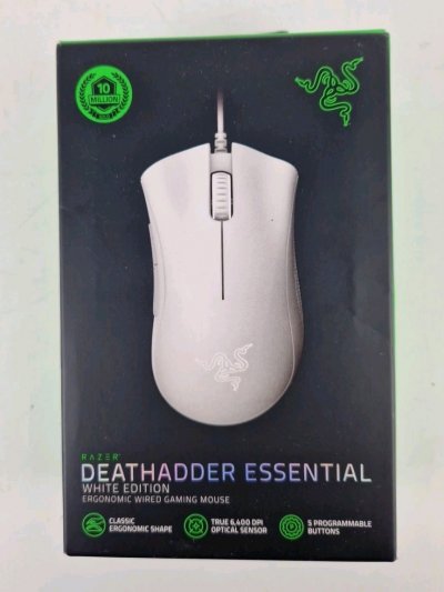 RAZER  DEATHADDER ESSENTIAL GAMING MOUSE - WHITE ED. 