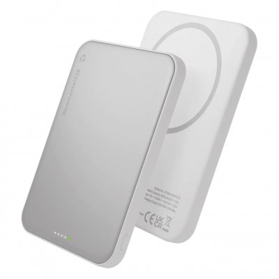 DBRAMANTE1928 re-charge - Banque d'alimentation sans fil - slim, Qi2.2 - 5000 mAh - 25 watt - blanc 