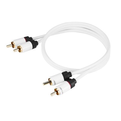 REAL CABLE  2RCA-1/0M50 C&acirc;ble RCA Double Blindage 0.5 m Blanc
