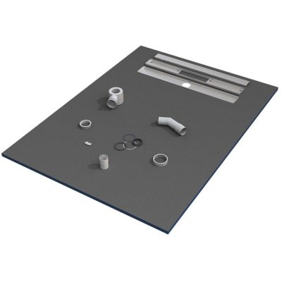 VALSTORM Receveur de Douche 150x90x3 cm &eacute;coulement lin&eacute;aire pr&ecirc;t &agrave; carreler avec Siphon + Grille en INOX