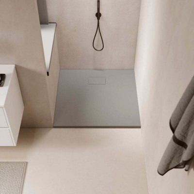 STANO. Receveur de douche 90 x 170 cm extra plat PIATTO en SoliCast&reg; surface ardois&eacute;e gris