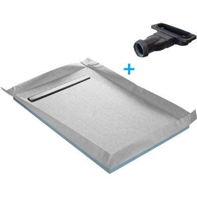 U TILE Receveur de douche &agrave; carreler caniveau 4 pentes + natte &eacute;tanche + siphon ultra plat - 140 x 90 cm