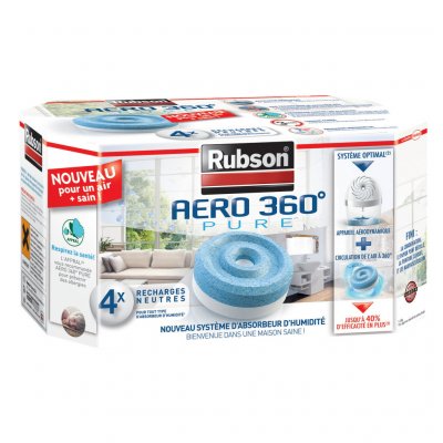 RUBSON Recharge absorbeur humidit&eacute; Aero 360&deg; pure x4 - 
