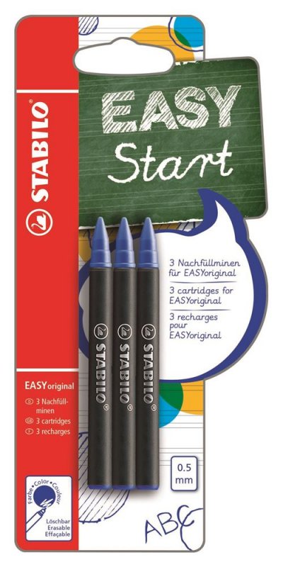 STABILO Recharge easy original bleu - boite de 3