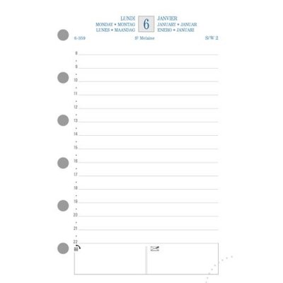 EXACOMPTA Recharge  Exatime 14 1 jour par page 2023 Blanc