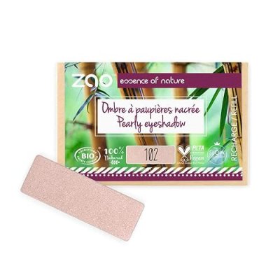 ZAO MAKEUP Recharge fard &agrave; paupi&egrave;res bio - Rectangle - Zao 102 Beige rose - nacr&eacute;