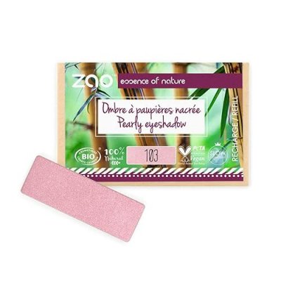 ZAO MAKEUP Recharge fard &agrave; paupi&egrave;res bio - Rectangle - Zao 103 Vieux rose - nacr&eacute;