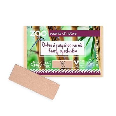 ZAO MAKEUP Recharge fard &agrave; paupi&egrave;res bio - Rectangle - Zao 105 Sable dor&eacute; - nacr&eacute;