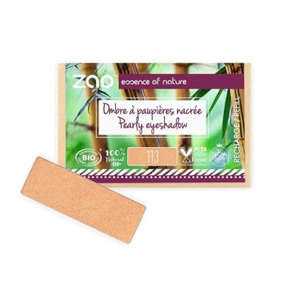 ZAO MAKEUP Recharge fard &agrave; paupi&egrave;res bio - Rectangle - Zao 113 Or cuivr&eacute; - nacr&eacute;