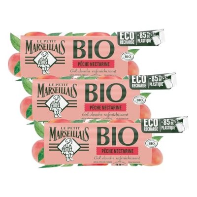 LE PETIT MARSEILLAIS Recharge gel douche bio rafraichissant p&ecirc;che nectarine