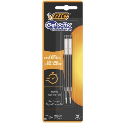 BIC Recharge pour stylo encre gel &agrave; s&eacute;chage rapide - noir - blister de 2