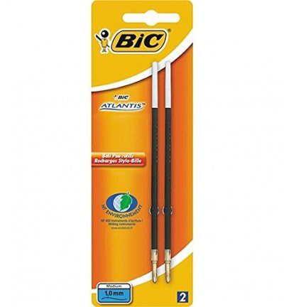 BIC Recharge / stylo atlantis bleu - Blister de 2