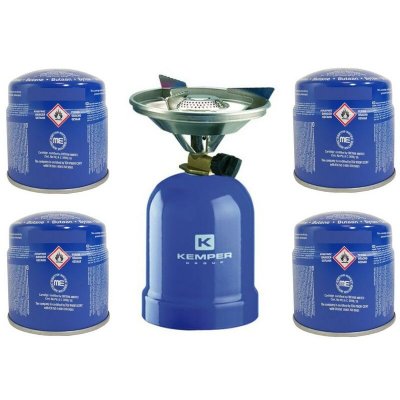 KEMPER R&eacute;chaud &agrave; gaz 2200W Coque m&eacute;tal + 4 cartouches de gaz  R&eacute;chaud camping pour cartouche gaz 190g