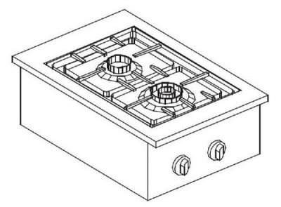  R&eacute;chaud &agrave; Gaz Drop-In - 2 Feux 3,5 kW et 5,5 kW - - nvt. - 400x600x270mm