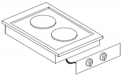  R&eacute;chaud Electrique Drop-In - 2 Plaques - - nvt. - Acier inoxydable 400x600x260mm