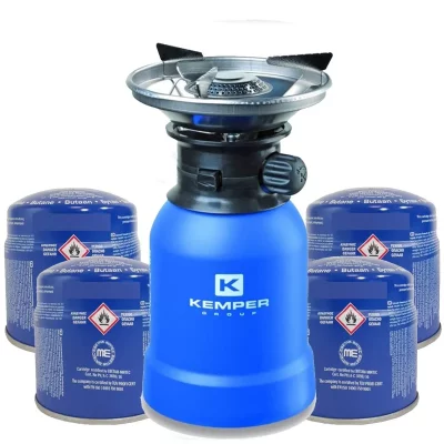 KEMPER R&eacute;chaud gaz 2200W Coque ABS Piezo + 4 cartouches de gaz 190gr  