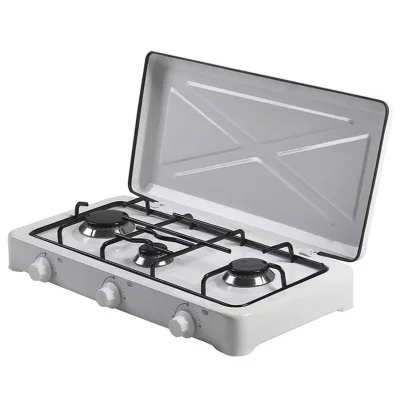 EDM R&eacute;chaud Gaz 3 feux 4450W  Blanc laqu&eacute; Portable 60 x 35 x 9 cm 