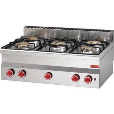GASTRO M R&eacute;chaud Gaz Professionnel &agrave; Poser 5 Br&ucirc;leurs -  - Inox 900x600x280mm