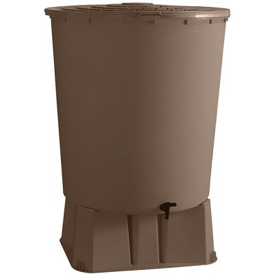 BELLIJARDIN R&eacute;cup&eacute;rateur &agrave; eau 500 L taupe cylindrique avec socle et kit