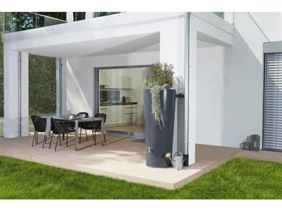 GARANTIA R&eacute;cup&eacute;rateur d'eau de pluie aspect pierre 350 L gris anthracite