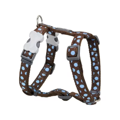 RED DINGO  - harnais design pour chien - marron pois bleus - s