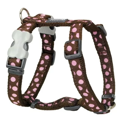 RED DINGO  - harnais design pour chien - marron pois roses - l