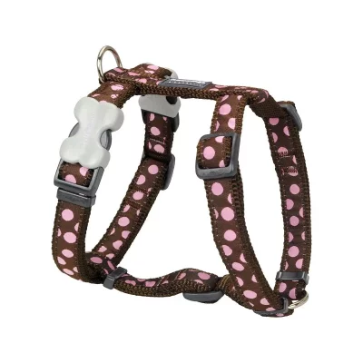 RED DINGO  - harnais design pour chien - marron pois roses - m