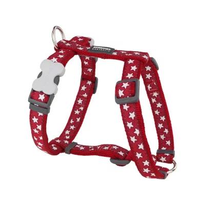 RED DINGO  - harnais design pour chien - rouge &eacute;toiles blanches - l