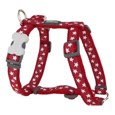 RED DINGO  - harnais design pour chien - rouge &eacute;toiles blanches - m
