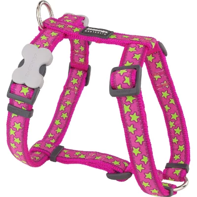 RED DINGO  Harnais R&eacute;glable pour Chien Rose Etoiles Vert 45 &agrave; 69 cm 20 mm