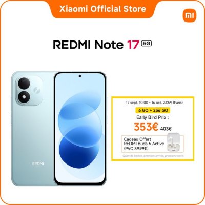 XIAOMI REDMI Note 17 5G - Smartphone - 6+256 Go - Batterie 7700 mAh - Bleu