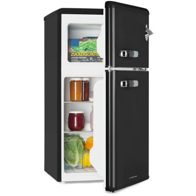 KLARSTEIN R&eacute;frig&eacute;rateur-cong&eacute;lateur Combin&eacute; Irene 85 litres design r&eacute;tro Noir 