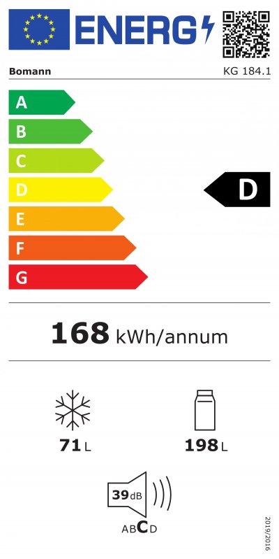 BOMANN R&eacute;frig&eacute;rateur et cong&eacute;lateur 269L blanc  KG 184.1 inox/blanc