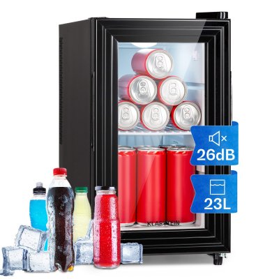 KLARSTEIN R&eacute;frig&eacute;rateur -  brooklyn 23 slim - led - clayette en plastique - porte vitr&eacute;e - noir 