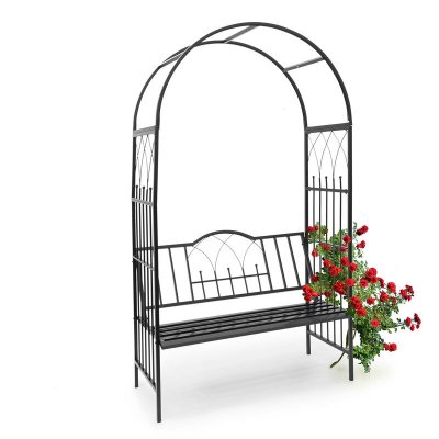 RELAXDAYS  Arche &Agrave; Rosiers Avec Banc D&eacute;coration De Jardin Arceau De Plantes Grimpantes D&eacute;co
