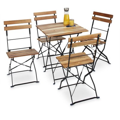 RELAXDAYS  Chaise De Jardin Pliante Lot De 4 En Bois Nature Et M&eacute;tal Sans Accoudoir