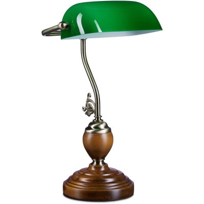 RELAXDAYS  - Lampe de Bureau Banquier avec Abat-Jour en Verre Vert