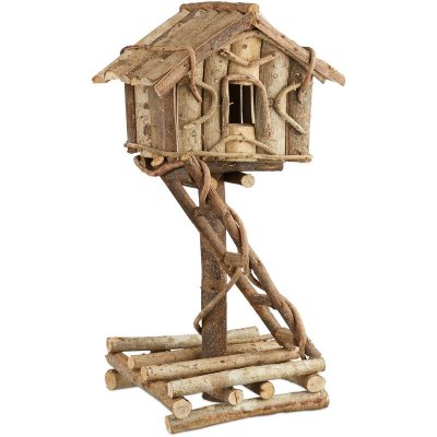 RELAXDAYS  Nichoir &Agrave; Oiseaux D&eacute;coration Maison &Agrave; Oiseaux En Bois Sur Pied &Agrave; Poser Fait Main