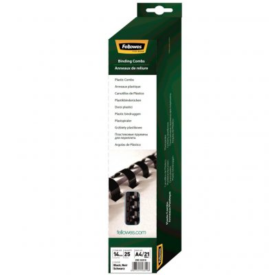 FELLOWES Reliures plastique  - 14 mm - bo&icirc;te de 25 - noir