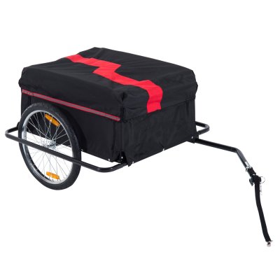 HOMCOM Remorque de transport v&eacute;lo cargo pliable  - Rouge/Noir - Charge max. 40 Kg - 4 r&eacute;flecteurs
