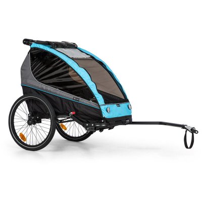 KLARFIT Remorque de v&eacute;lo pour enfants  Kiddy King - 2 places - Noir & Bleu 