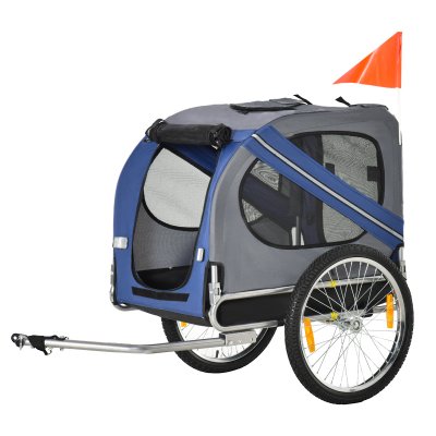 PAWHUT Remorque v&eacute;lo chien bleu noir