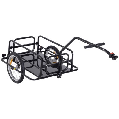 HOMCOM Remorque v&eacute;lo  - Transporteur pliable en acier noir - 155L x 71,5l x 77H cm - 40 kg max