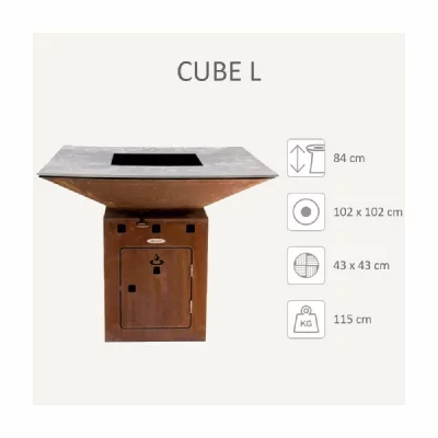 REMUNDI  Barbecue brasero en acier Cube Surface de cuisson 102 cm
