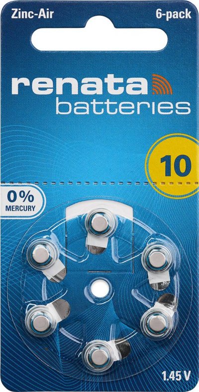 RENATA  Hearing Aid PR70 Lot de 6 Piles Bouton ZA 10 Zinc-air 105 mAh 1,4 V