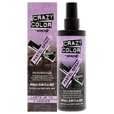 CRAZY COLOR Renbow, Spray Pastel Pour Cheveux Blonds Lavender 250ml, Violet