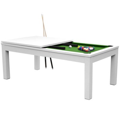 MAISON PAVANE Rendez Vous Deco Table de Billard convertible blanche tapis vert